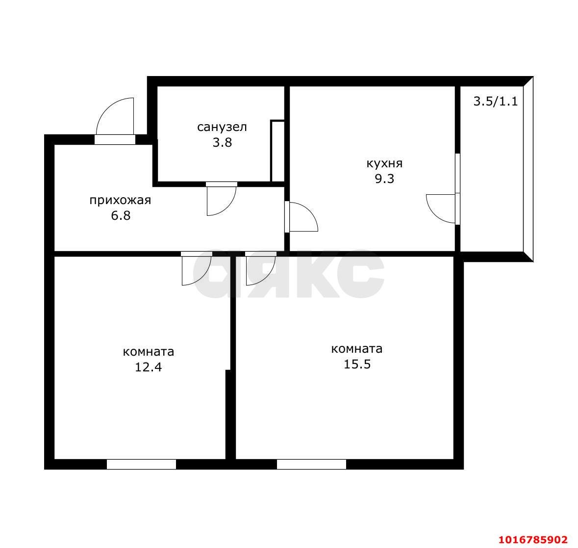 Фото №8: 2-комнатная квартира 45 м² - Краснодар, Прикубанский внутригородской округ, мкр. жилой комплекс Южане, ул. Даниила Смоляна, 80