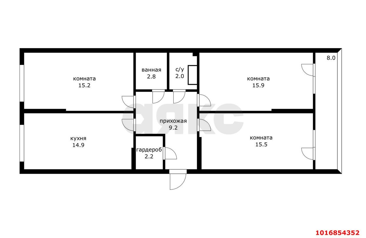 Фото №13: 3-комнатная квартира 77 м² - Краснодар, Прикубанский внутригородской округ, мкр. жилой комплекс Самолёт-3, ул. Константина Гондаря, 97