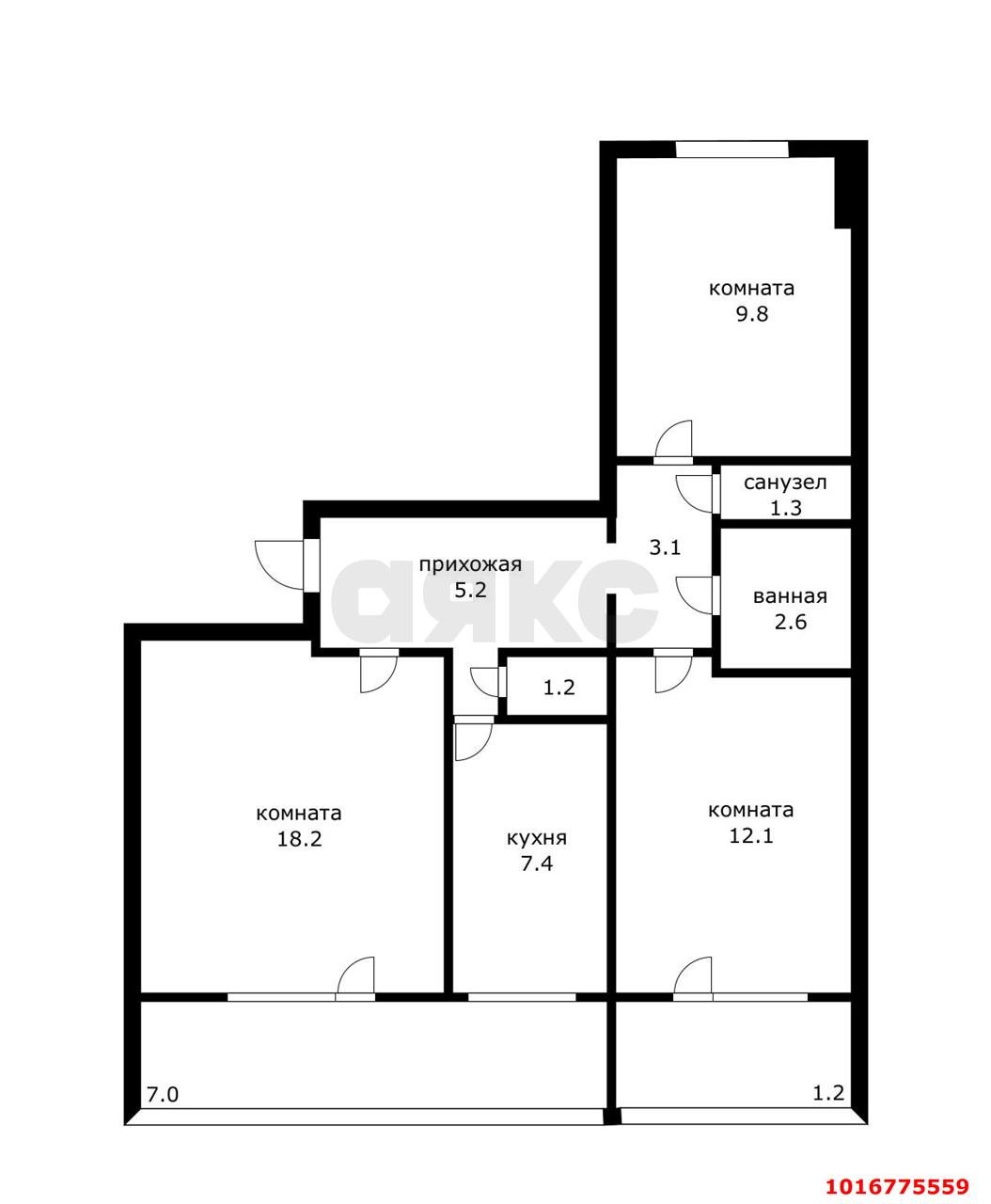 Фото №6: 3-комнатная квартира 69 м² - Краснодар, ул. Симферопольская, 30/1