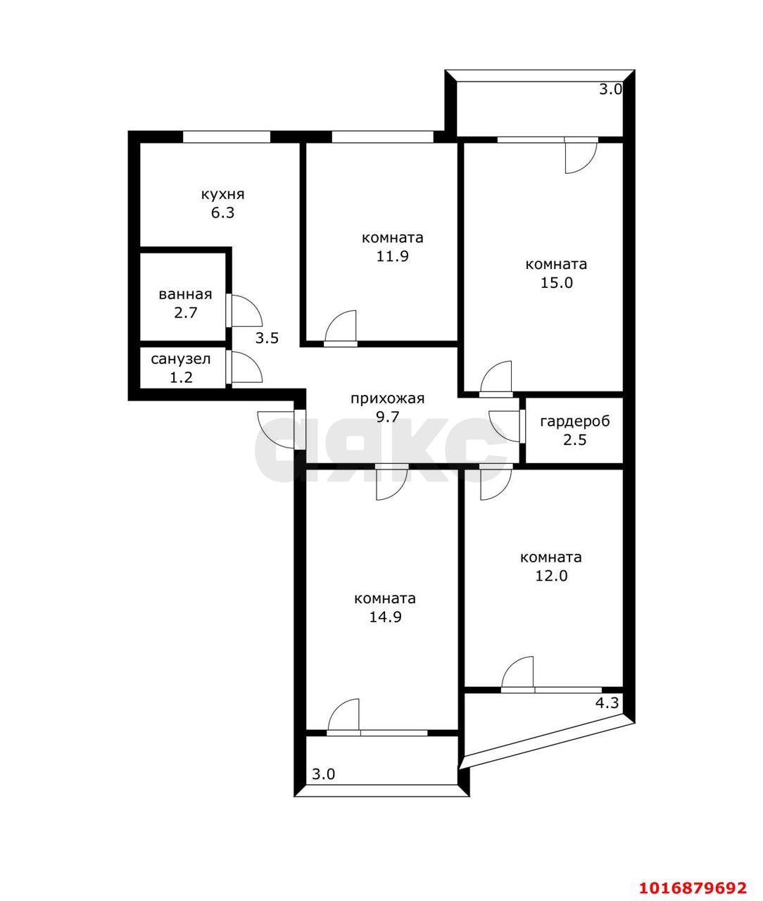 Фото №15: 3-комнатная квартира 90 м² - Краснодар, Фестивальный, Прикубанский внутригородской округ, Восточный, мкр. жилой комплекс Квартал № 6, ул. имени Тургенева, 177