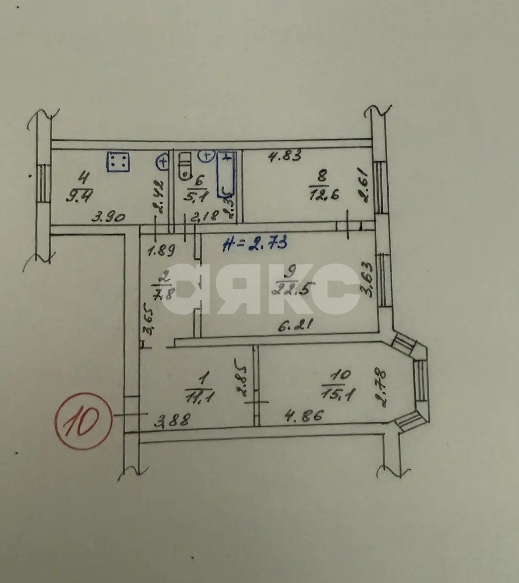 Фото №14: 3-комнатная квартира 83 м² - Мариуполь, Ильичёвский, мкр. 24-й квартал, 18