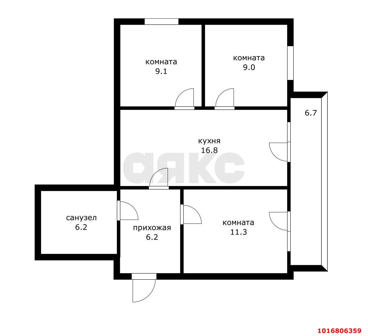 Фото №4: 3-комнатная квартира 63 м² - Новая Адыгея, мкр. жилой комплекс Дарград, ул. Тургеневское шоссе, 33/2к27