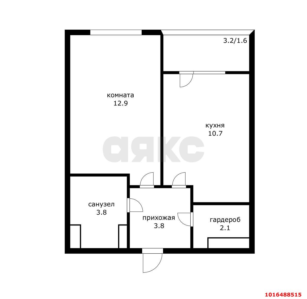 Фото №4: 1-комнатная квартира 33 м² - Краснодар, Прикубанский внутригородской округ, имени Петра Метальникова, Завод Радиоизмерительных Приборов, мкр. жилой комплекс Лучший, ул. Петра Метальникова, 36