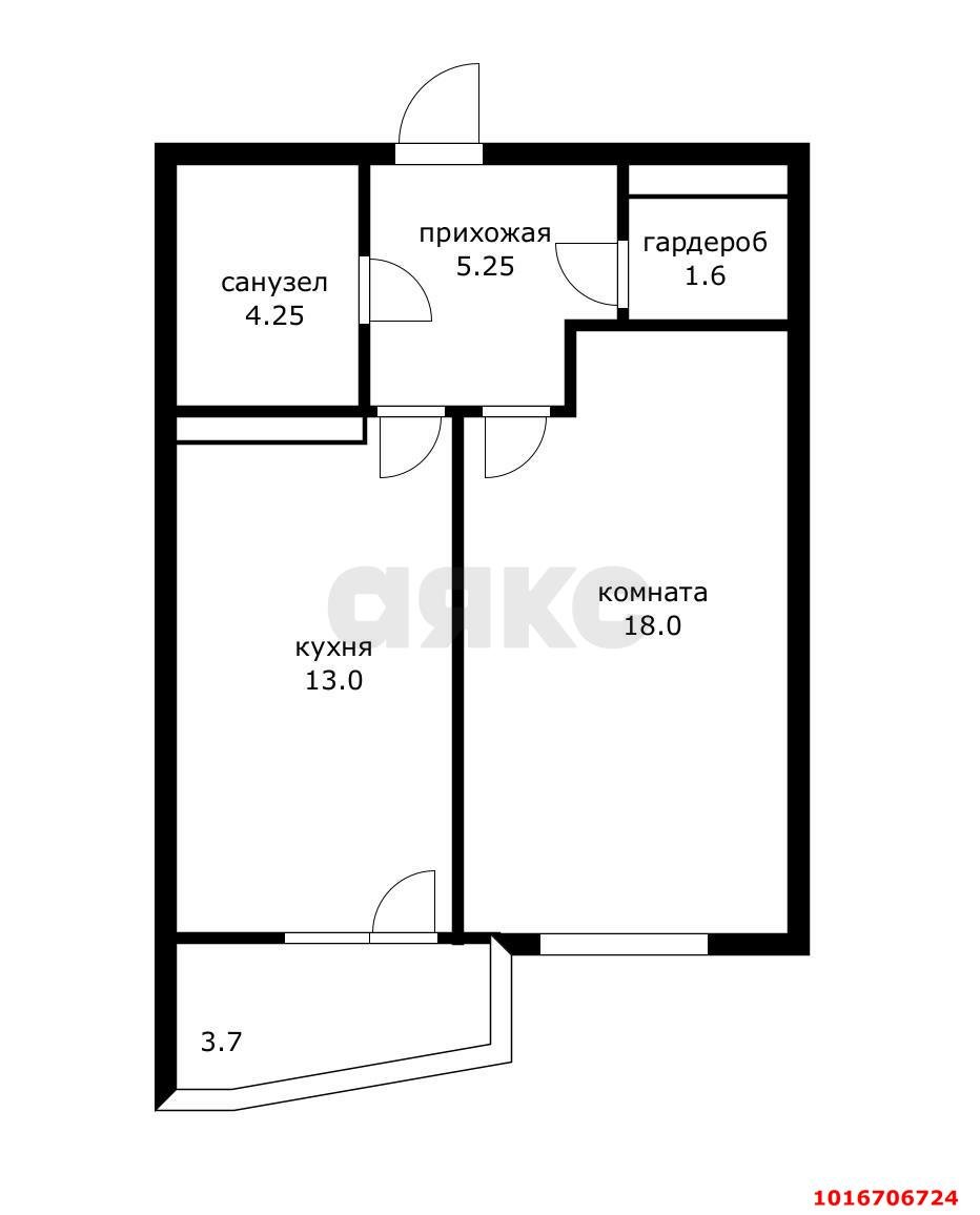 Фото №14: 1-комнатная квартира 42 м² - Краснодар, Прикубанский внутригородской округ, мкр. 9-й километр, пр-д Репина, 5