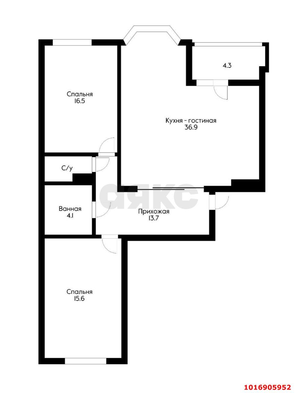 Фото №15: 3-комнатная квартира 91 м² - Краснодар, Центральный внутригородской округ, мкр. Черёмушки, ул. Кубанская, 54