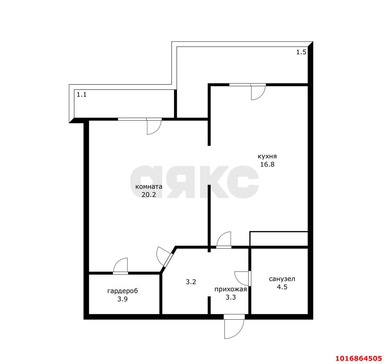 Фото №16: 1-комнатная квартира 60 м² - Краснодар, Карасунский внутригородской округ, Центральный внутригородской округ, мкр. Черёмушки, ул. Селезнёва, 88/1