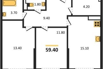 Фото №1: 2-комнатная квартира 59 м² - Краснодар, мкр. Догма Парк,