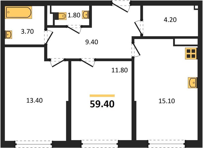 Фото №1: 2-комнатная квартира 59 м² - Краснодар, Прикубанский внутригородской округ, мкр. Догма Парк