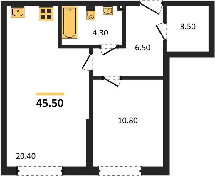 Фото №1: 1-комнатная квартира 45 м² - Краснодар, Прикубанский внутригородской округ, мкр. Догма Парк