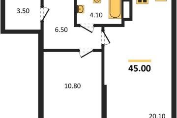 Фото №1: 1-комнатная квартира 45 м² - Краснодар, мкр. Догма Парк,