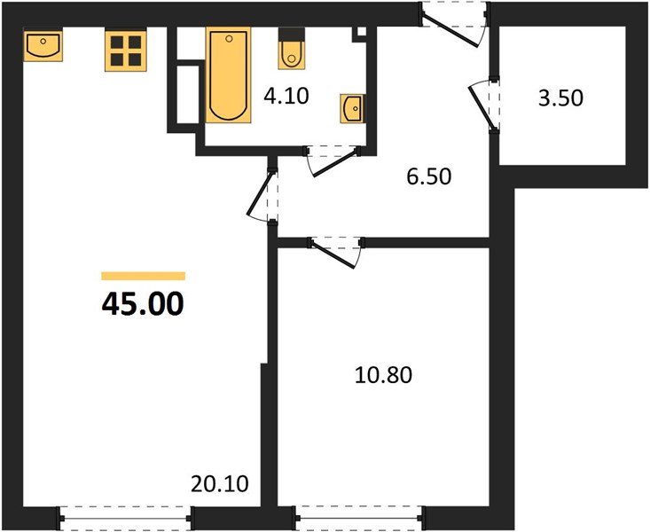 Фото №1: 1-комнатная квартира 45 м² - Краснодар, Прикубанский внутригородской округ, мкр. Догма Парк