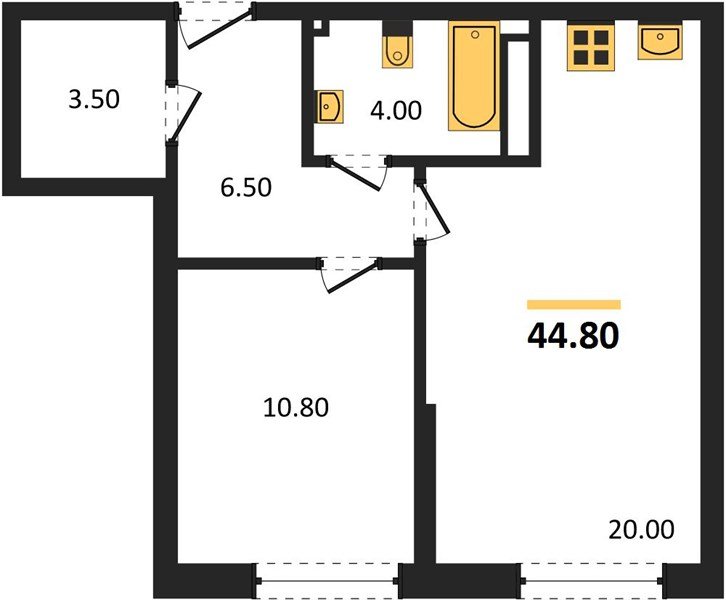 Фото №1: 1-комнатная квартира 44 м² - Краснодар, Прикубанский внутригородской округ, мкр. Догма Парк