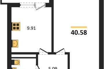 Фото №1: 1-комнатная квартира 40 м² - Краснодар, мкр. ЖК Альфа, ул. Уральская, 100