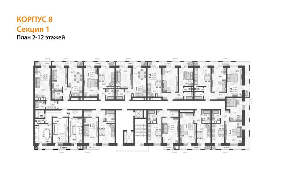 Фото №8: 1-комнатная квартира 42 м² - Краснодар, Прикубанский внутригородской округ, ЖК Небо, мкр. 9-й километр, ул. Ярославская, 115к7