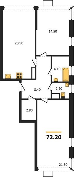 Фото №1: 2-комнатная квартира 72 м² - Краснодар, Прикубанский внутригородской округ, мкр. Парк Победы