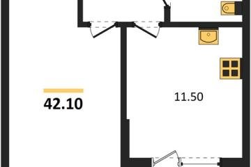 Фото №1: 1-комнатная квартира 42 м² - Краснодар, мкр. Парк Победы,