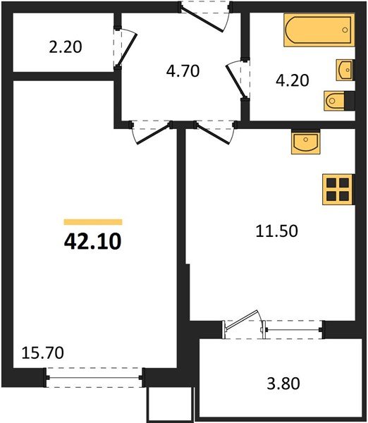 Фото №1: 1-комнатная квартира 42 м² - Краснодар, Прикубанский внутригородской округ, мкр. Парк Победы