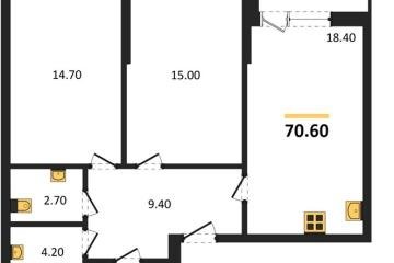 Фото №1: 2-комнатная квартира 70 м² - Краснодар, мкр. Парк Победы,