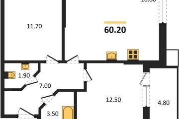 Фото №1: 2-комнатная квартира 60 м² - Краснодар, мкр. Парк Победы,