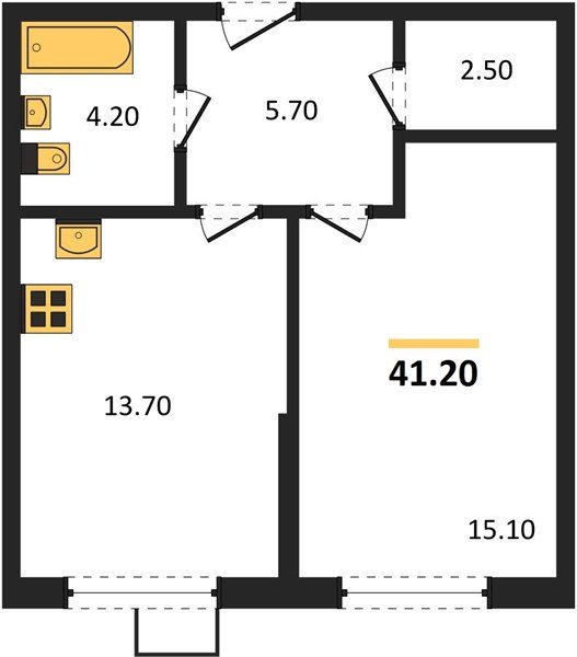 Фото №1: 1-комнатная квартира 41 м² - Краснодар, Прикубанский внутригородской округ, мкр. Парк Победы