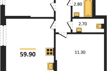 Фото №1: 2-комнатная квартира 59 м² - Краснодар, мкр. Парк Победы, 