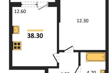 Фото №1: 1-комнатная квартира 38 м² - Краснодар, мкр. Парк Победы, 