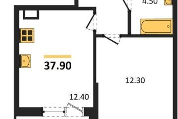 Фото №1: 1-комнатная квартира 37 м² - Краснодар, мкр. Парк Победы, 