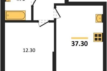 Фото №1: 1-комнатная квартира 37 м² - Краснодар, мкр. Парк Победы, 