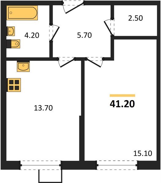 Фото №1: 1-комнатная квартира 41 м² - Краснодар, Прикубанский внутригородской округ, мкр. Парк Победы