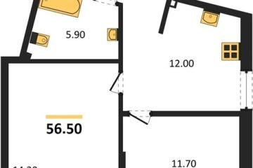 Фото №1: 2-комнатная квартира 56 м² - Краснодар, мкр. Парк Победы, 
