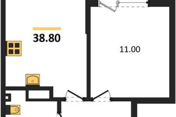 Фото №1: 1-комнатная квартира 38 м² - Краснодар, мкр. Парк Победы, 