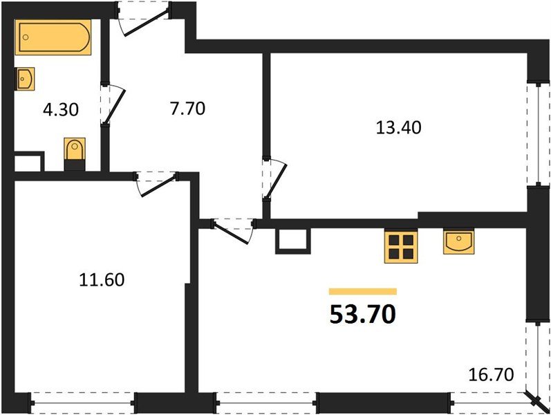 Фото №1: 2-комнатная квартира 53 м² - Краснодар, Прикубанский внутригородской округ, мкр. Догма Парк