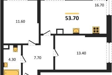 Фото №1: 2-комнатная квартира 53 м² - Краснодар, мкр. Догма Парк, 