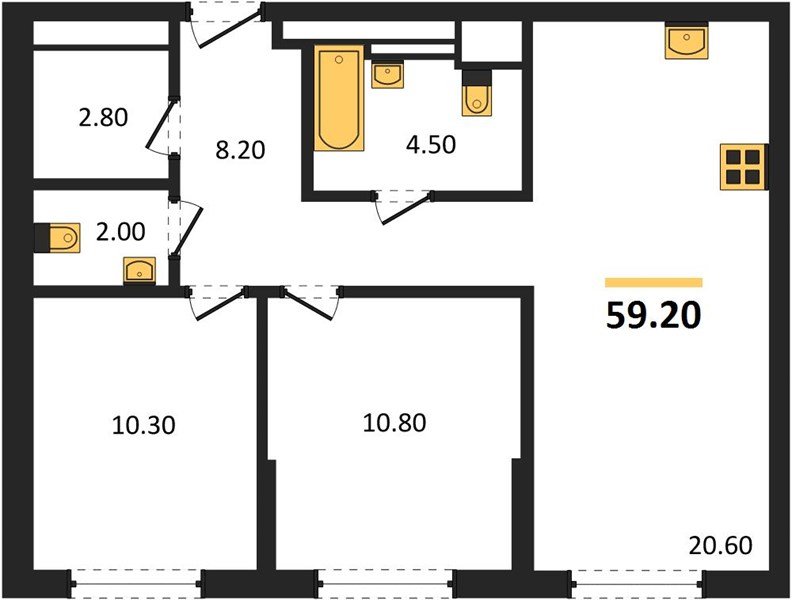 Фото №1: 2-комнатная квартира 59 м² - Краснодар, Прикубанский внутригородской округ, мкр. квартал Самолёт 7