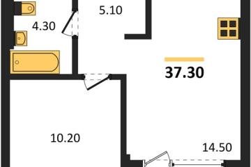 Фото №1: 1-комнатная квартира 37 м² - Краснодар, мкр. квартал Самолёт 7, 
