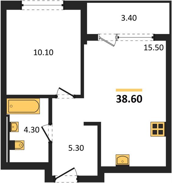 Фото №1: 1-комнатная квартира 38 м² - Краснодар, Прикубанский внутригородской округ, мкр. квартал Самолёт 7