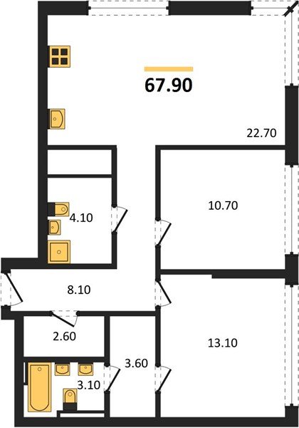 Фото №1: 2-комнатная квартира 67 м² - Краснодар, Прикубанский внутригородской округ, мкр. квартал Самолёт 7