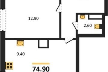 Фото №1: 2-комнатная квартира 74 м² - Краснодар, мкр. Прикубанский внутригородской округ,