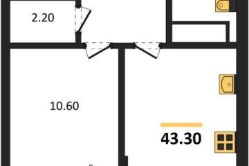 Фото №1: 1-комнатная квартира 43 м² - Краснодар, мкр. Прикубанский внутригородской округ,