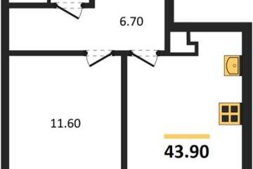 Фото №1: 1-комнатная квартира 43 м² - Краснодар, мкр. Прикубанский внутригородской округ,