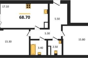 Фото №1: 2-комнатная квартира 68 м² - Краснодар, мкр. Прикубанский внутригородской округ,