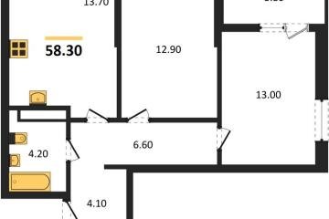 Фото №1: 2-комнатная квартира 58 м² - Краснодар, мкр. Прикубанский внутригородской округ,