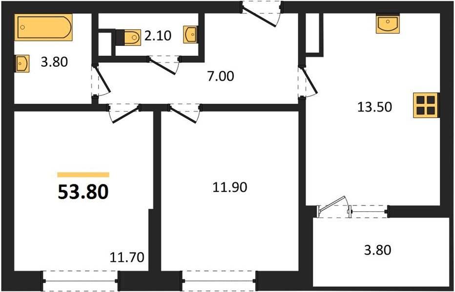 Фото №1: 2-комнатная квартира 53 м² - Краснодар, мкр. Прикубанский внутригородской округ
