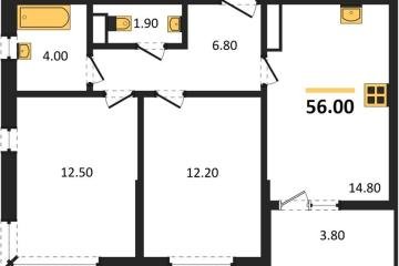 Фото №1: 2-комнатная квартира 56 м² - Краснодар, мкр. Прикубанский внутригородской округ,