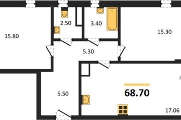 Фото №1: 2-комнатная квартира 68 м² - Краснодар, мкр. Прикубанский внутригородской округ,