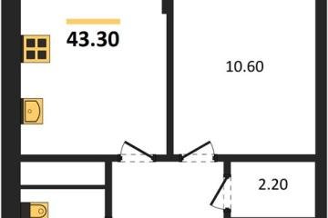 Фото №1: 1-комнатная квартира 43 м² - Краснодар, мкр. Прикубанский внутригородской округ,
