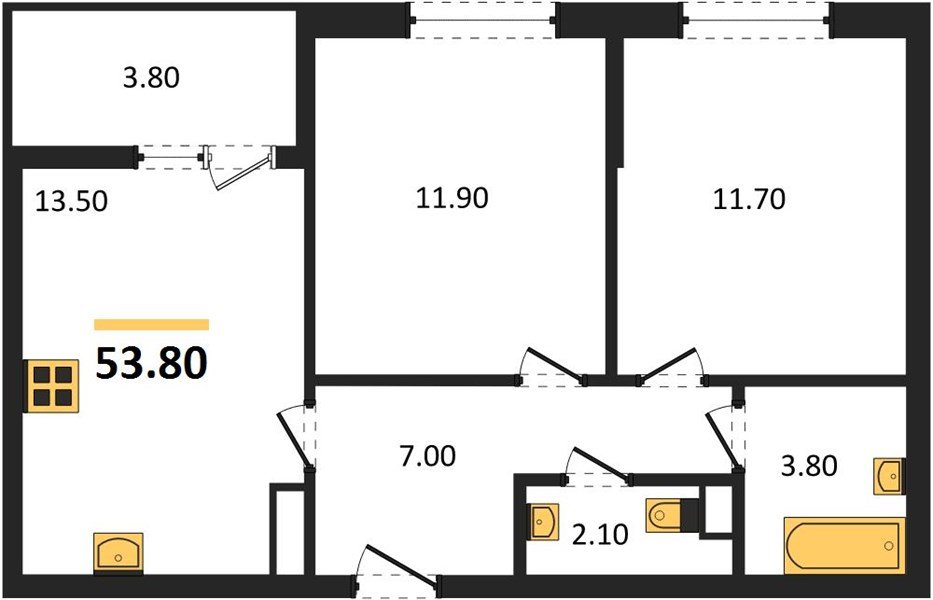 Фото №1: 2-комнатная квартира 53 м² - Краснодар, мкр. Прикубанский внутригородской округ