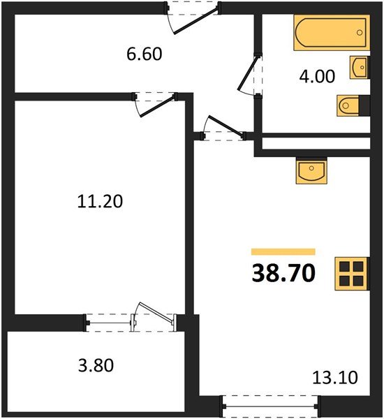 Фото №1: 1-комнатная квартира 38 м² - Краснодар, мкр. Прикубанский внутригородской округ