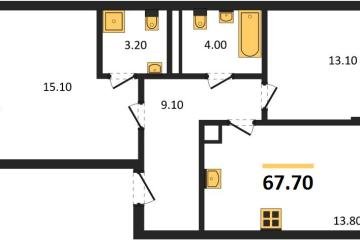 Фото №1: 2-комнатная квартира 67 м² - Краснодар, мкр. Прикубанский внутригородской округ,