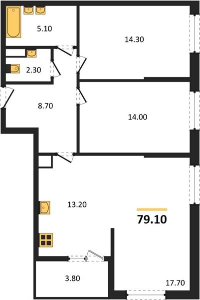 Фото №1: 2-комнатная квартира 79 м² - Краснодар, мкр. Прикубанский внутригородской округ